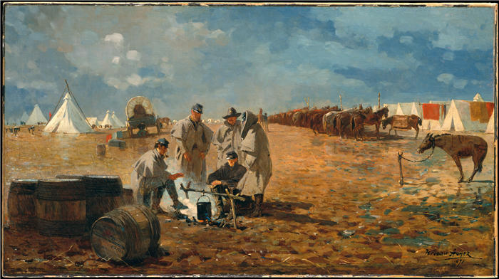 温斯洛·荷马（Winslow Homer）作品《1871 营地的雨天》高清下载