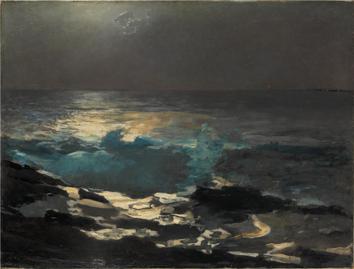 温斯洛·荷马（Winslow Homer）作品《月光，木岛光 1894》高清下载