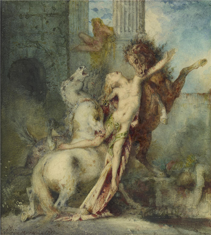 古斯塔夫·莫罗（Gustave Moreau）-狄俄米德斯被马吞噬 作品