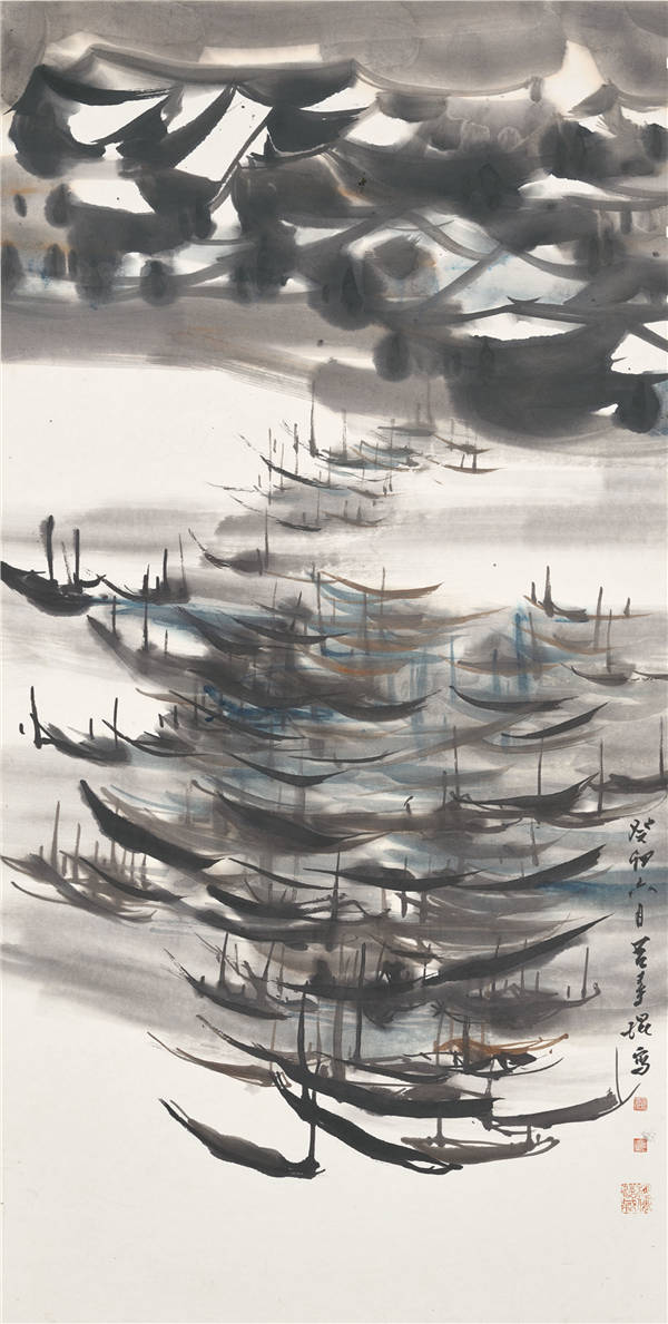 吕寿琨 （1919-1975）-渔港 作品下载