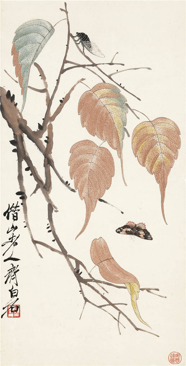 齐白石（1863-1957）-昆虫和叶子 作品下载