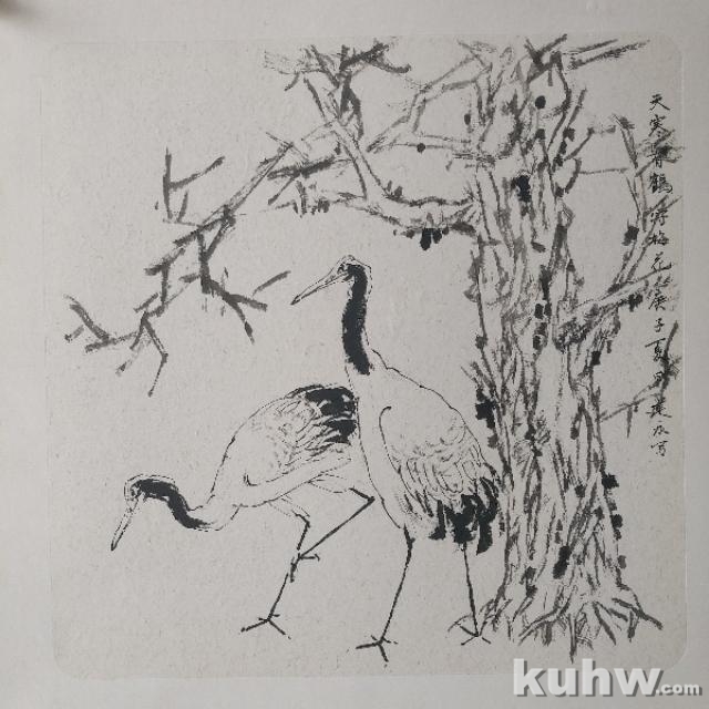 《天寒有鹤守梅花》——仙鹤和梅树的画法