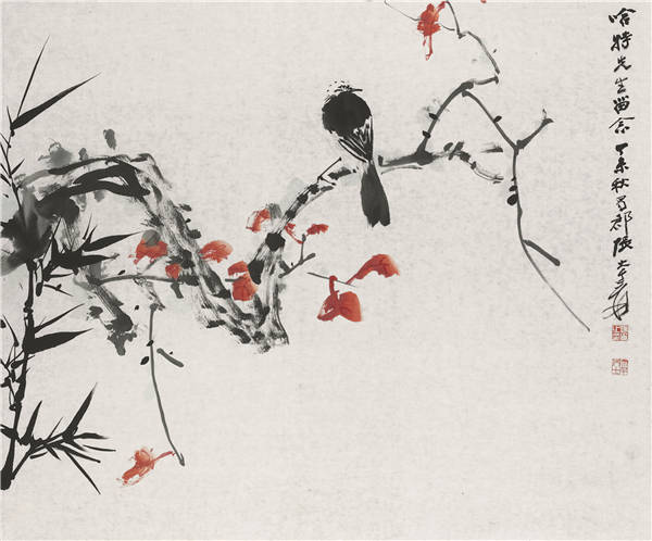 张大千（1899-1983）-树枝上的鸟 作品下载