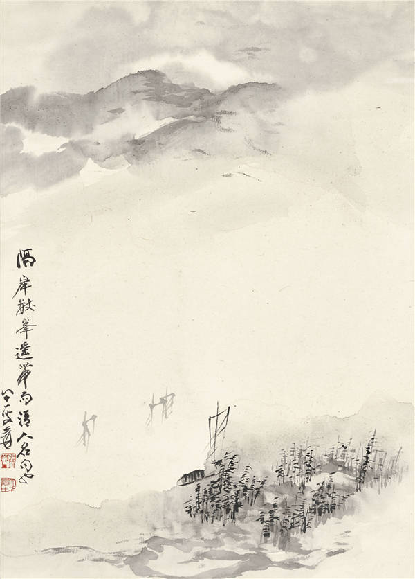 张大千（1899-1983）-在雨中航行 作品下载