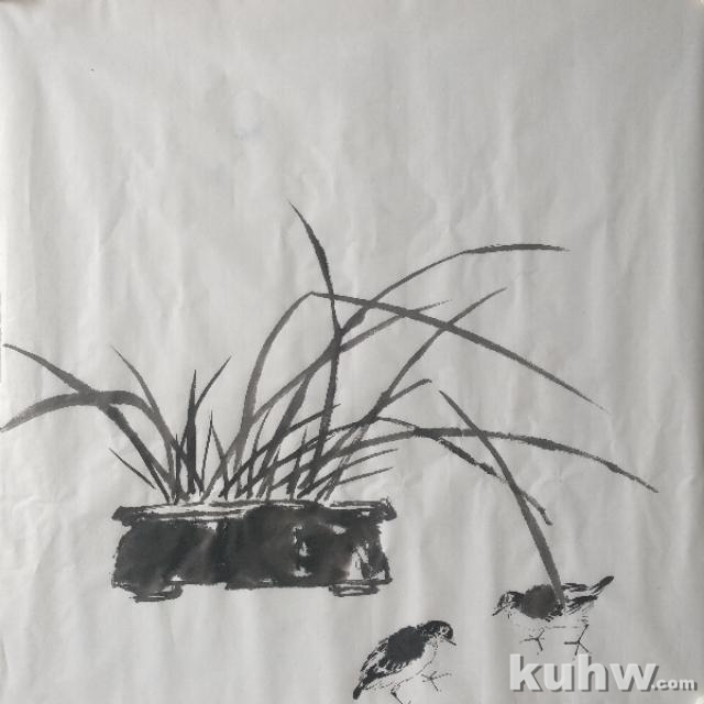 《无限春光入画幅》——兰花紫藤小鸟的画法