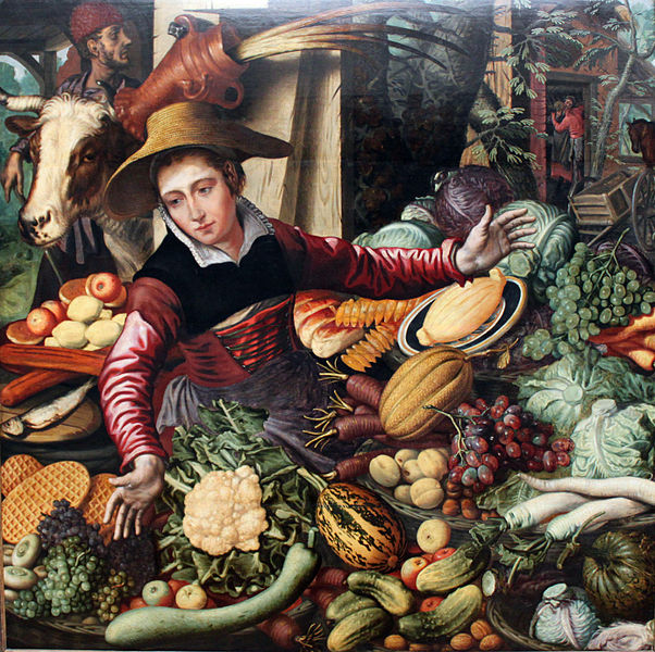 彼得·埃森(Pieter Aertsen)-蔬菜摊位的市场女人 作品下载
