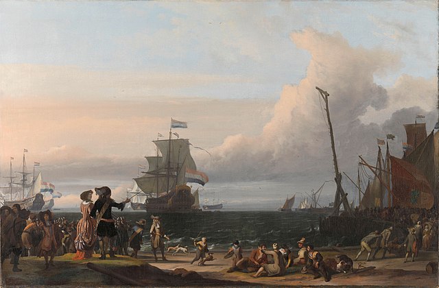 鲁道夫·巴克惠曾（Ludolf Bakhuizen）-荷兰船只在特塞尔的道路上行驶 作品下载