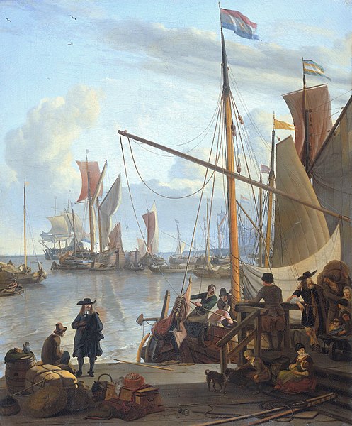鲁道夫·巴克惠曾（Ludolf Bakhuizen）-阿姆斯特丹贻贝码头的景色 作品下载