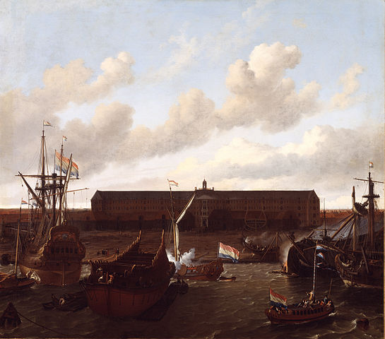 鲁道夫·巴克惠曾（Ludolf Bakhuizen）-荷兰东印度公司在阿姆斯特丹的码头 作品下载