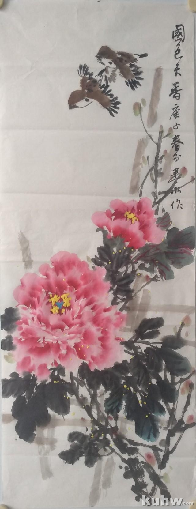 《国色天香》——牡丹花和麻雀的画法