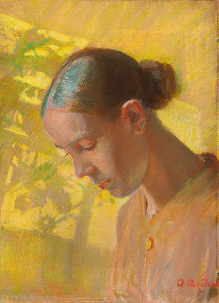 安娜·安切尔（Anna Ancher）-裁缝师头部的研究 高清油画下载
