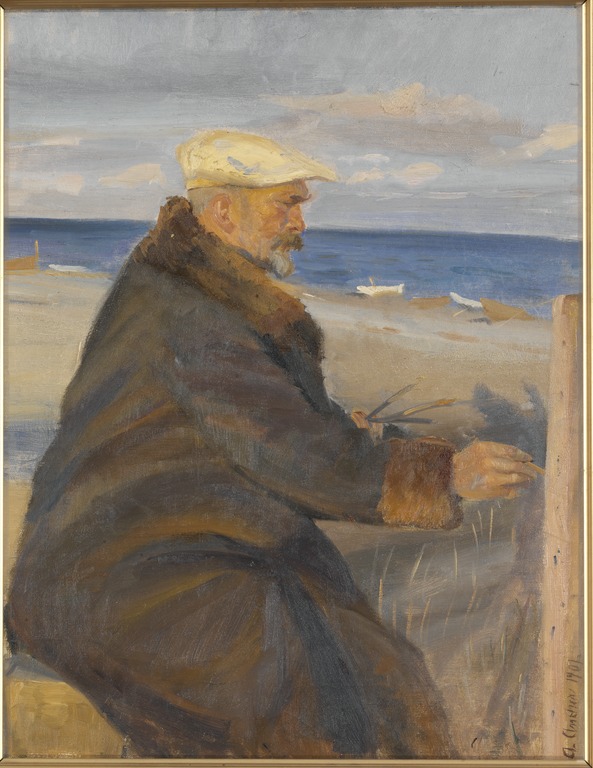 安娜·安切尔（Anna Ancher）-岸上绘画 高清下载
