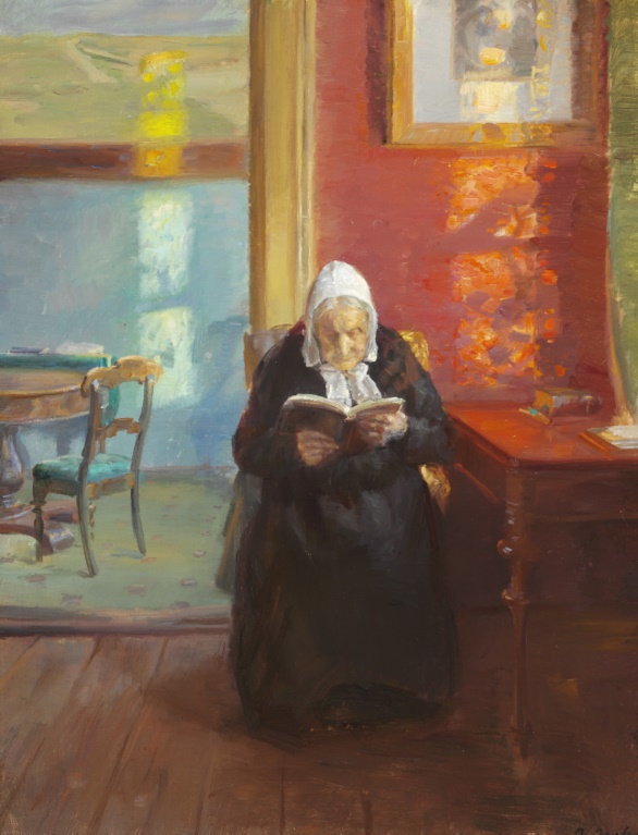 安娜·安切尔（Anna Ancher）-画家的母亲阿恩·布隆都姆阅读 作品