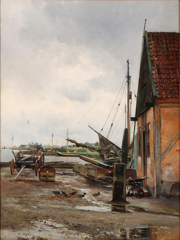 卡尔·弗雷德里克·阿加德（Carl Frederik Aagaard）：下雨后，从丹麦的Kastrup眺望海港 作品下载