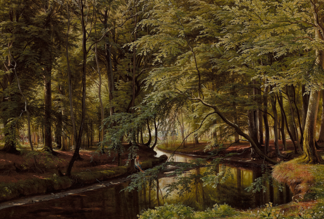 卡尔·弗雷德里克·阿加德（Carl Frederik Aagaard）：来自贾格斯堡Dyrehave的景色 油画作品