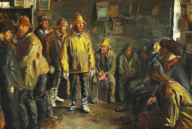 迈克尔·安彻（Michael Ancher）-在杂货店里，冬天没有钓鱼的日子 油画