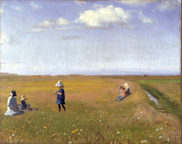 迈克尔·安彻（Michael Ancher）-田野摘花 油画作品