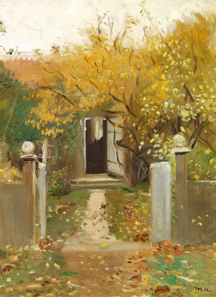 迈克尔·安彻（Michael Ancher）-花园入口 油画高清下载