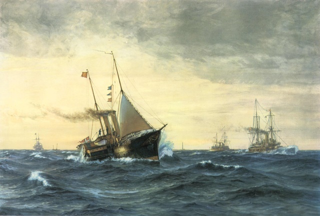 维尔赫姆·阿内森  （Vilhelm Arnesen）-丹麦皇家游艇 油画作品