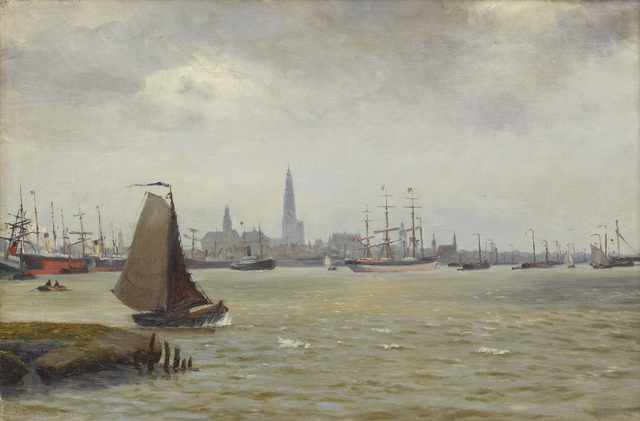 维尔赫姆·阿内森  （Vilhelm Arnesen）-默兹船 油画作品