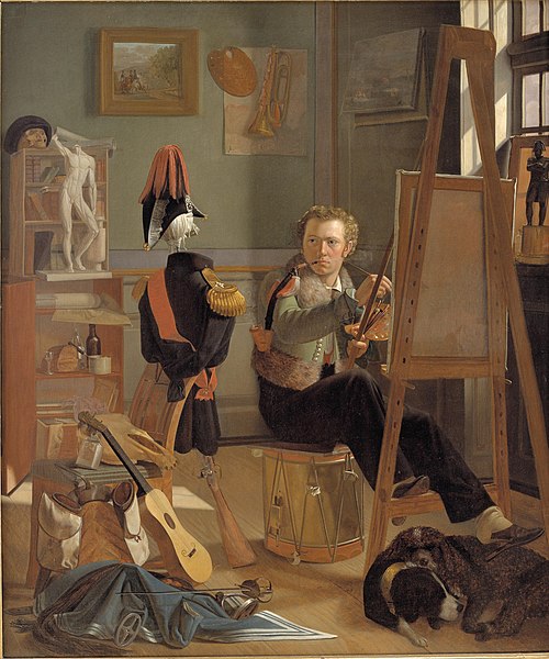 迪特列夫·布鲁尼克  （Ditlev Blunck）- 战斗画家乔尔根· 索内在他的工作室 油画