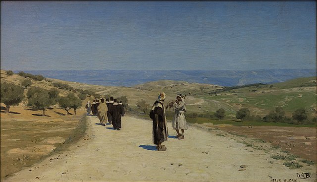 哈·布朗德基尔德  （HA Brendekilde）-通往贝塔尼亚的路 _1890 油画高清