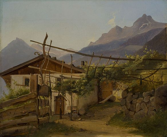 索拉德·布伦德斯特鲁普（Thorald Brendstrup）-山间小屋与葡萄树 油画