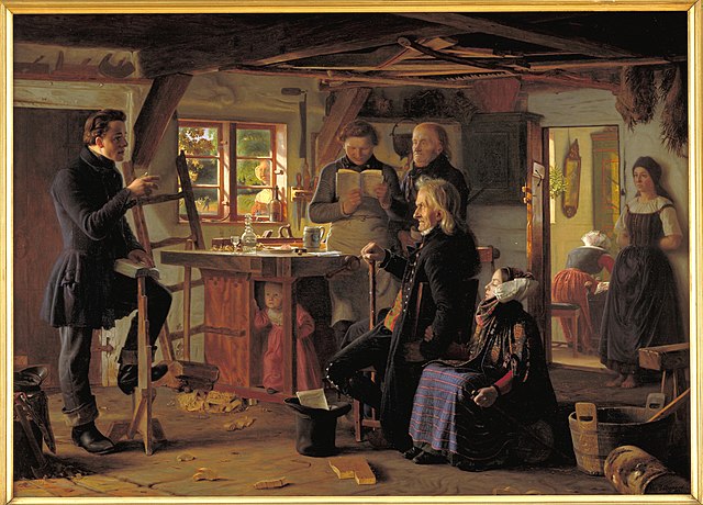 克里斯汀·达尔斯高  （Christen Dalsgaard）- 摩门教徒拜访乡村木匠 油画