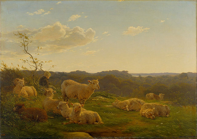 卡洛·达尔加斯（Carlo Dalgas）-附近山上的羊群 油画