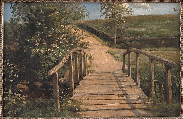 丹克瓦特·德雷尔(Dankvart Dreyer) ：Assens上的小溪大桥 油画高清下载