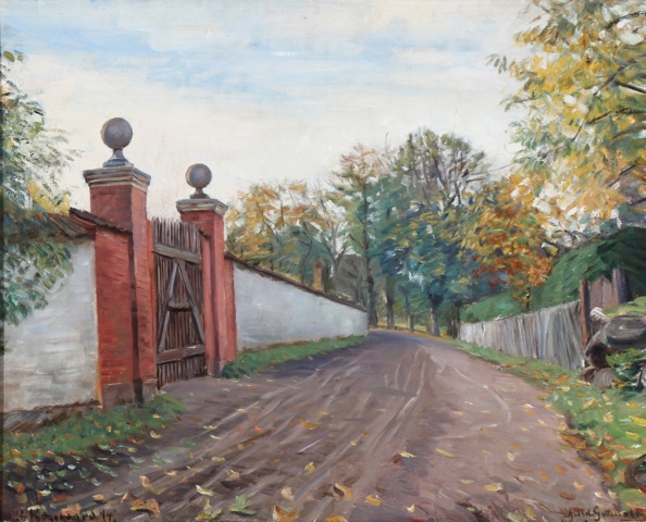阿尔伯特·戈特沙克  （Albert Gottschalk）-旧花园门 油画地区