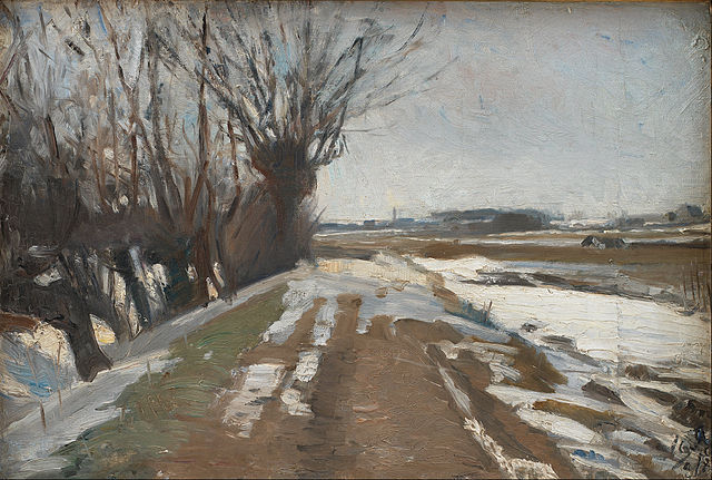 阿尔伯特·戈特沙克  （Albert Gottschalk）-冬季风景 油画高清下载