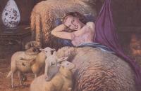 萨尔瓦多·达利(Salvador Dali)-卧在羊中的女孩1942