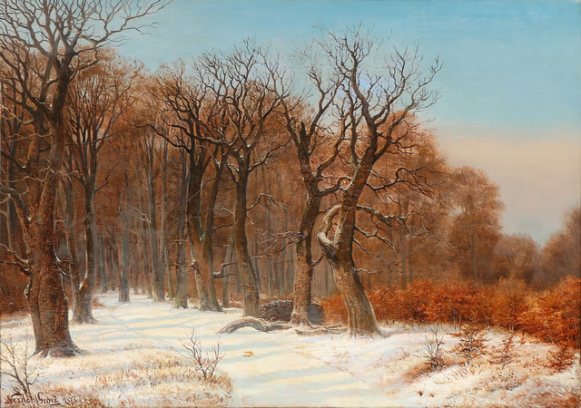 诺达尔格罗夫  （Nordahl Grove）-在森林里的冬日 油画高清