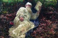 伊利亚·列宾（ Ilya Repin） –托尔斯泰在树林里度假。1891年