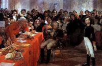 伊利亚·列宾（ Ilya Repin） –普希金（ A. Pushkin）于1815年1月8日在公墓演出，在沙皇斯科洛（Tsarskoe Selo）朗诵了他的诗歌回忆。1911年