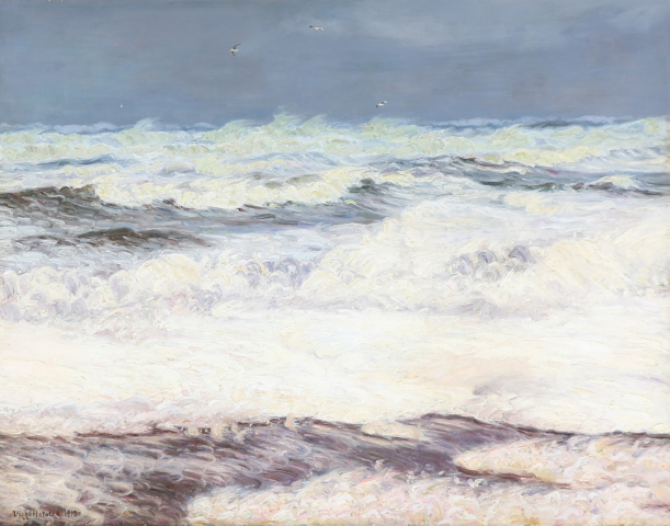 维戈·赫尔斯特德（Viggo Helsted）-在北海的浪花油画高清下载