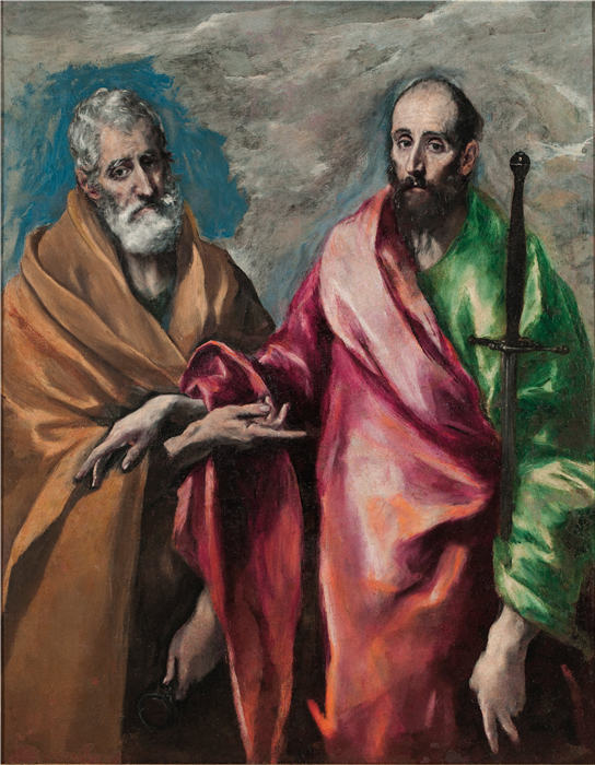 艾尔·葛雷柯（El Greco）-《圣保罗和圣彼得》油画高清下载