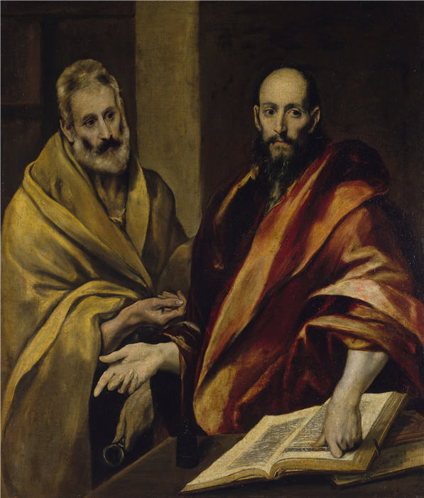 艾尔·葛雷柯（El Greco）-《使徒彼得和保罗》油画高清下载