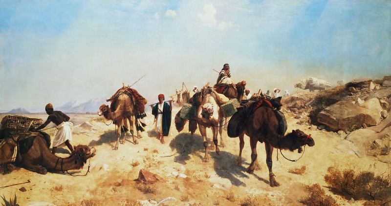 让·莱昂·杰罗姆（ Jean-LéonGérôme） -大篷车在沙漠油画