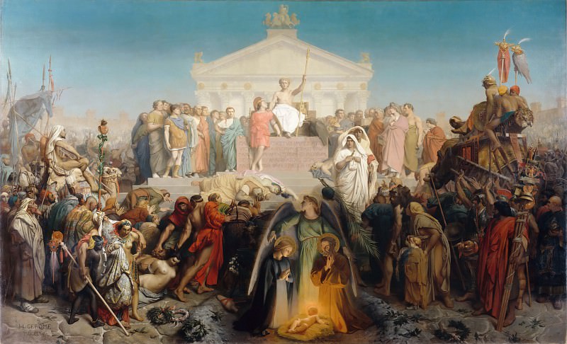 让·莱昂·杰罗姆（ Jean-LéonGérôme） -奥古斯都时代，基督的诞辰 1855年油画
