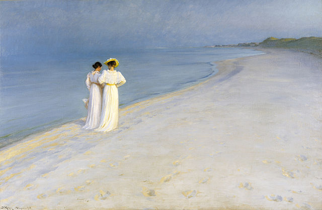 佩德·瑟夫林·柯罗耶（Peder Severin Kroyer）-在南海滩的夏季夜晚油画