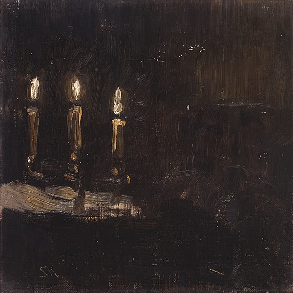 佩德·瑟夫林·柯罗耶（Peder Severin Kroyer）-分阶段点燃蜡烛的研究油画