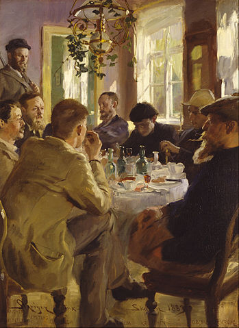 佩德·瑟夫林·柯罗耶（Peder Severin Kroyer）-艺术家午餐会油画