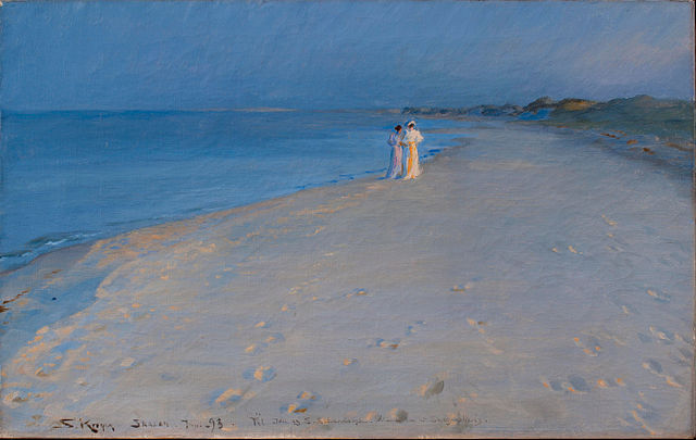 佩德·瑟夫林·柯罗耶(Peder Severin Kroyer)-在南海滩的夏日傍晚油画