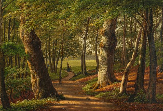 弗雷德里克·克里斯蒂安·基尔舒（Frederik ChristianKiarschou）-赫勒拜克的树林油画
