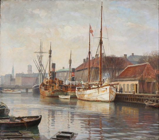 阿克塞尔·约翰森（Axel Johansen）-哥本哈根的风景油画高清