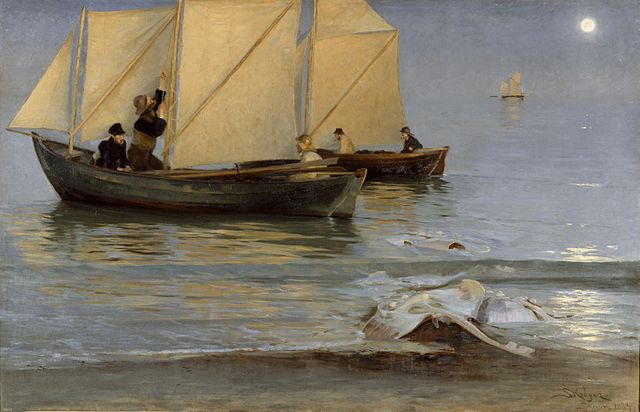 佩德·瑟夫林·柯罗耶（Peder Severin Kroyer）-渔船油画高清下载