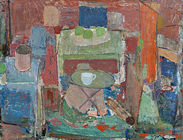 伊曼纽·易卜生（Immanuel Ibsen）-红色背景上的静物油画