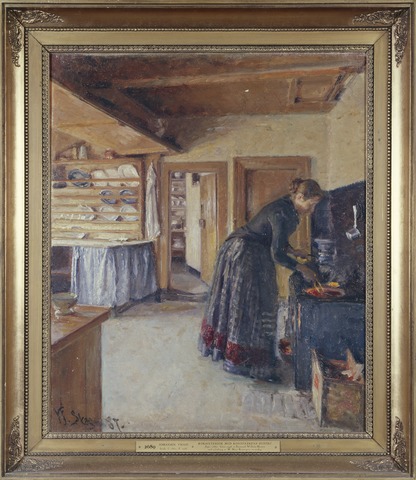 维戈·约翰森（Viggo Johansen）-厨房，和艺术家的妻子油画